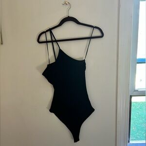 Express Black Ribbed One Shoulder Body Suit